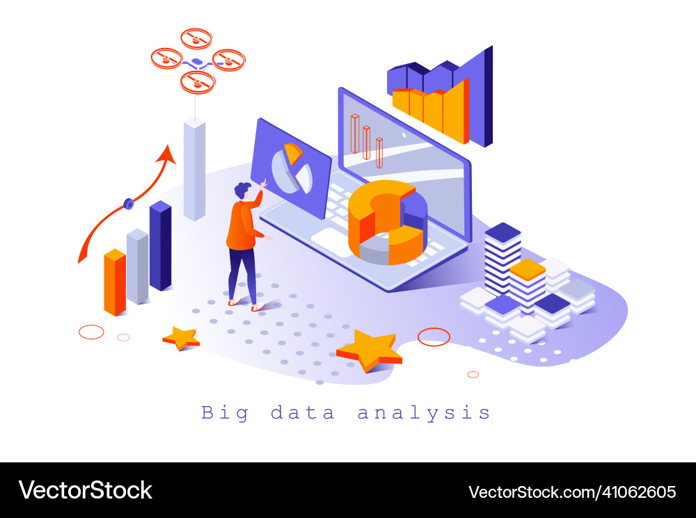 Big data analysis concept in 3d isometric design Big data analysis concept in 3d isometric design vector image