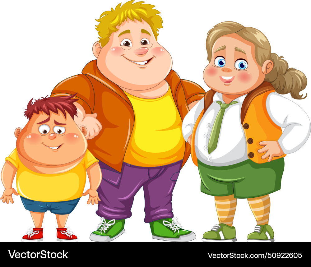 Bunt einer fröhlichen Cartoonsfamilie Bunt einer fröhlichen Cartoonsfamilie vektorbild