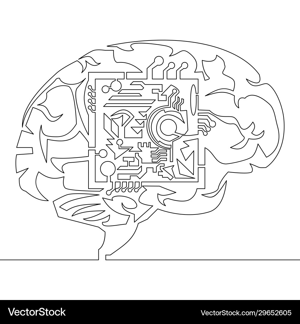 Continuous line drawing artificial neurons concept Continuous line drawing artificial neurons concept vector image