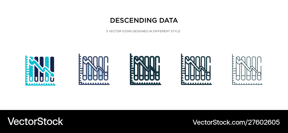 Descending data analytics line graphic icon vector image