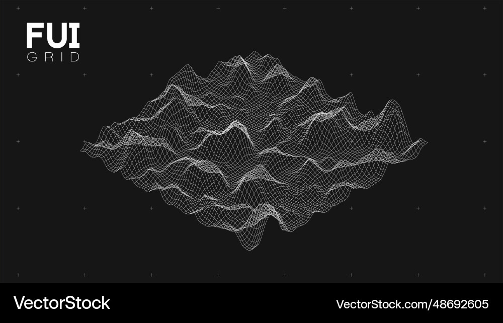 Fui gui 3d landscape scan grid abstract Fui gui 3d landscape scan grid abstract vector image