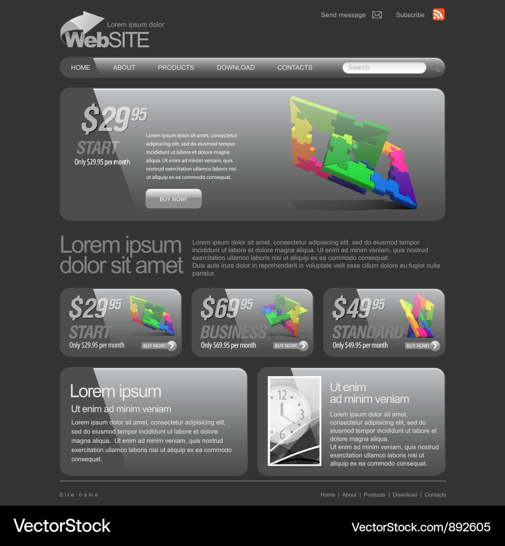 Gray 960 Grid Website Template vector image
