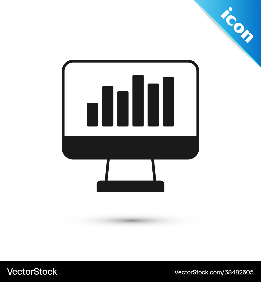 Grey computer monitor with graph chart icon Grey computer monitor with graph chart icon vector image