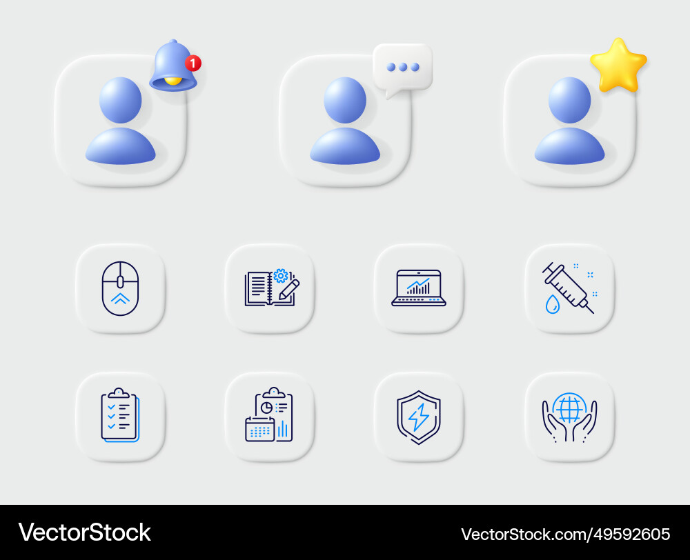 Online statistics report and swipe up line icons Online statistics report and swipe up line icons vector image