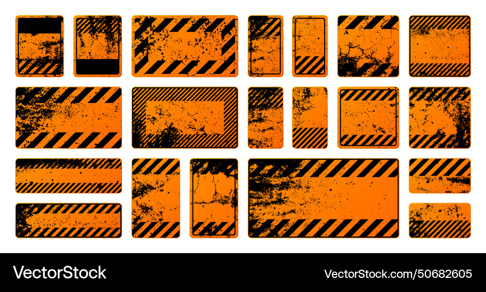 Orange Grunge Warnzeichen mit diagonalen Linien Orange Grunge Warnzeichen mit diagonalen Linien vektorbild
