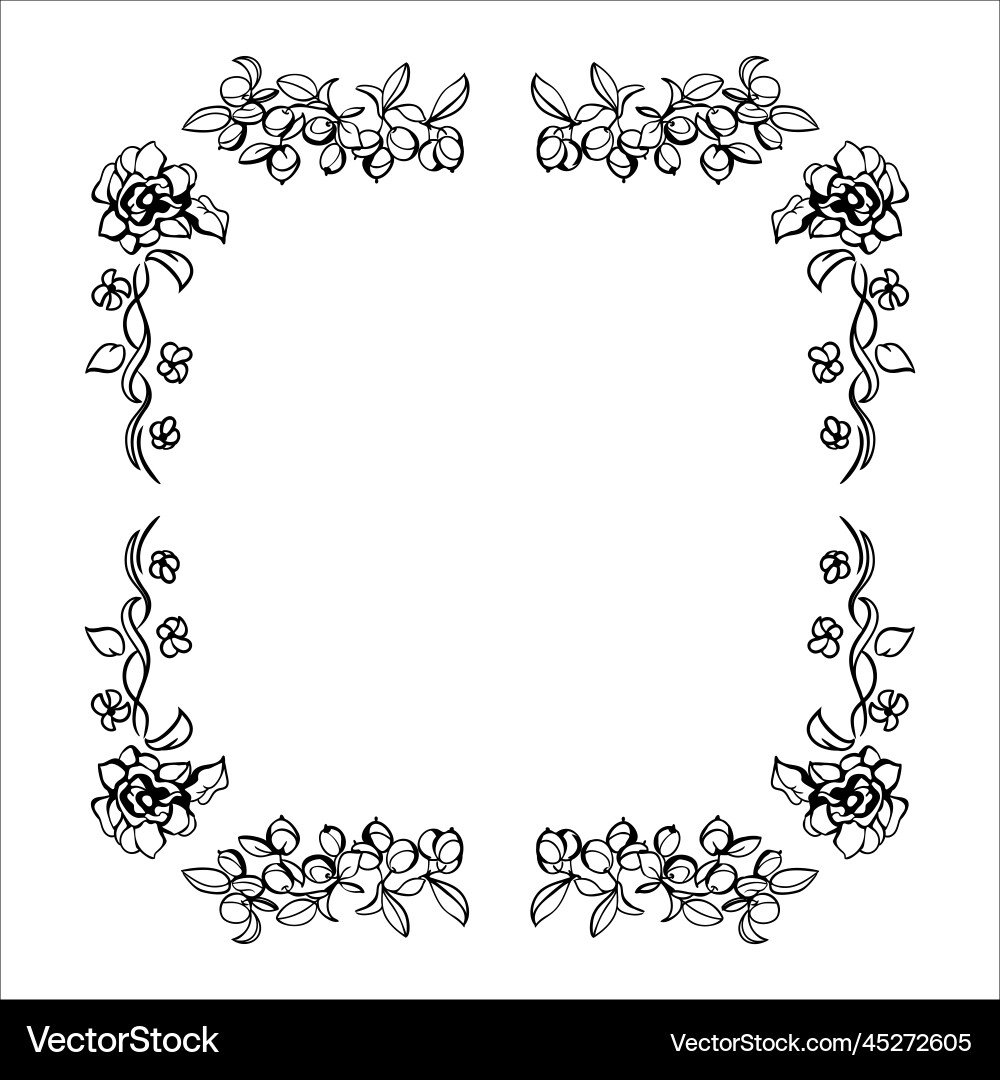 Ornamental hand drawn frame floral art Ornamental hand drawn frame floral art vector image