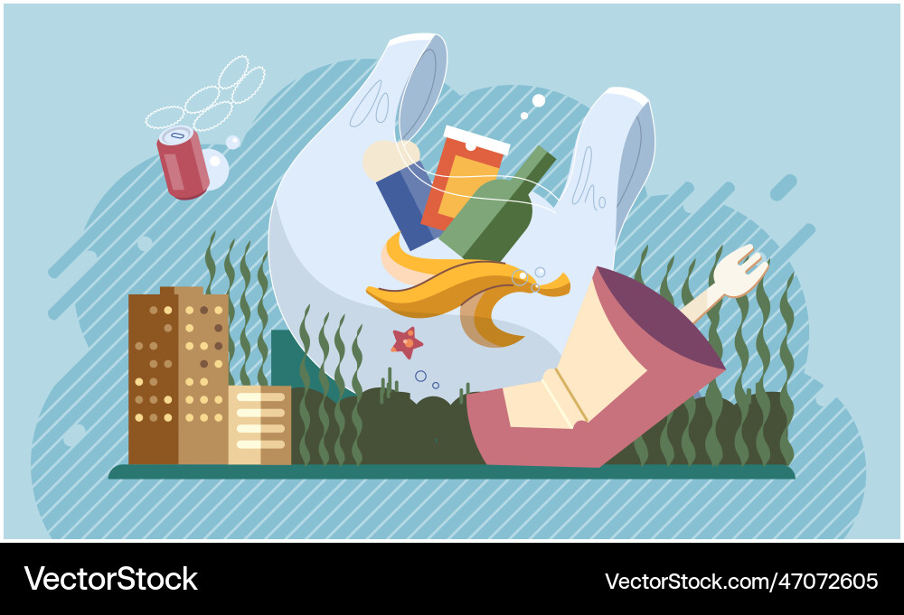 Pollution with garbage and waste big problem due Pollution with garbage and waste big problem due vector image