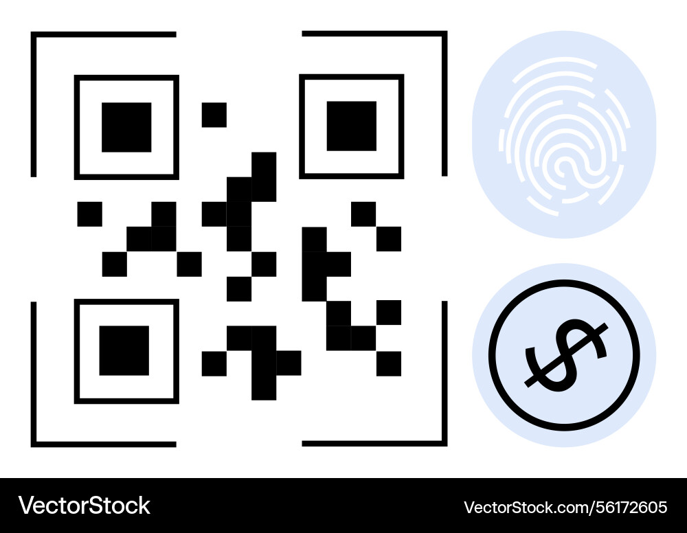 Qr code with fingerprint and dollar sign Qr code with fingerprint and dollar sign vector image