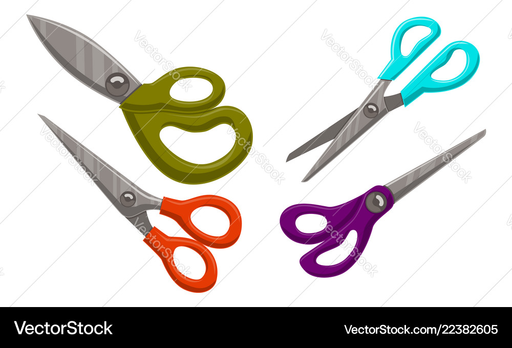 Scissor template set color Royalty Free Vector Image