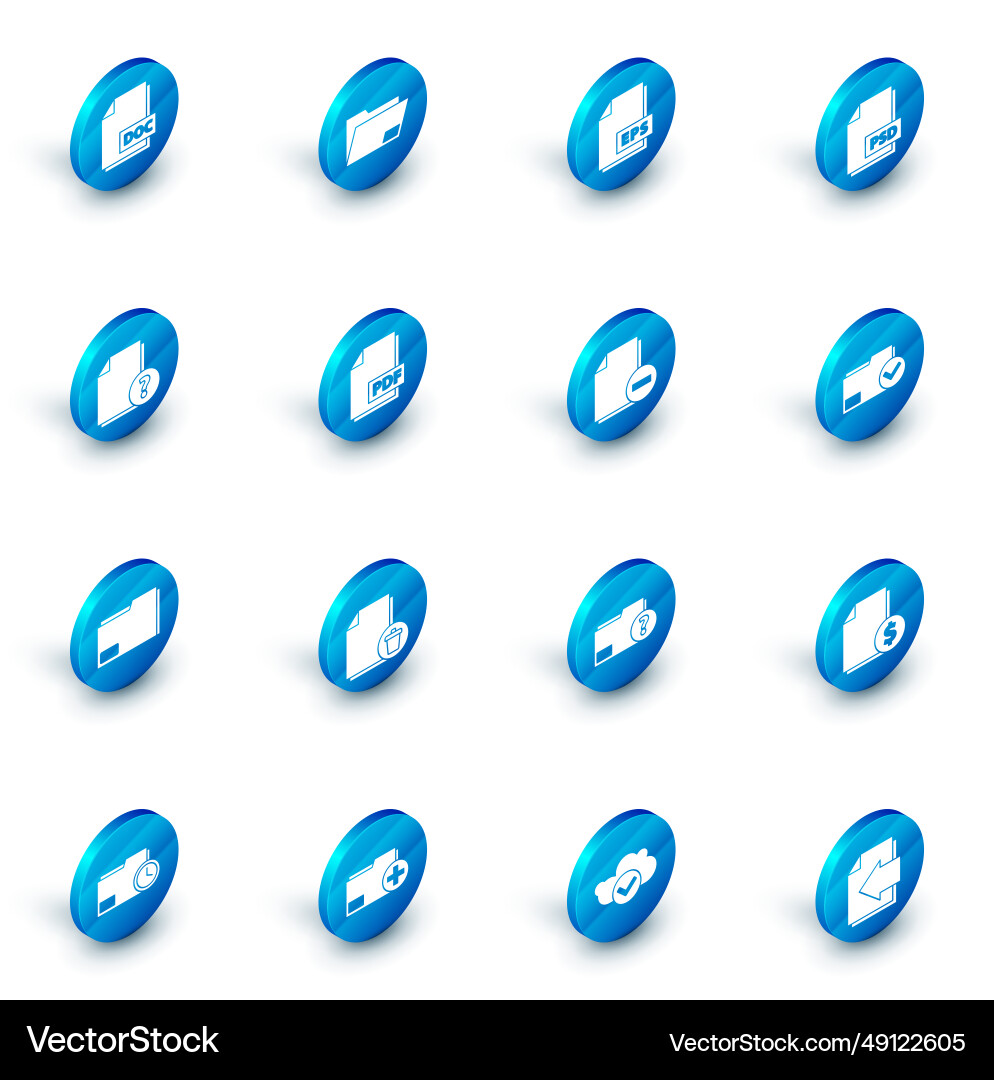 Set document folder eps file psd unknown Set document folder eps file psd unknown vector image
