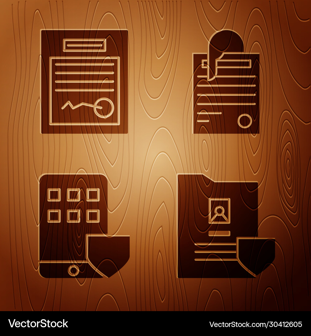 Set document with shield filled form smartphone Set document with shield filled form smartphone vector image