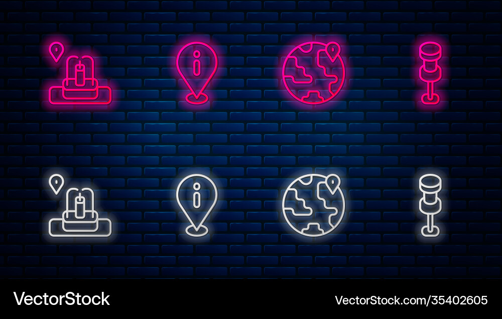 Set line location with information globe Set line location with information globe vector image