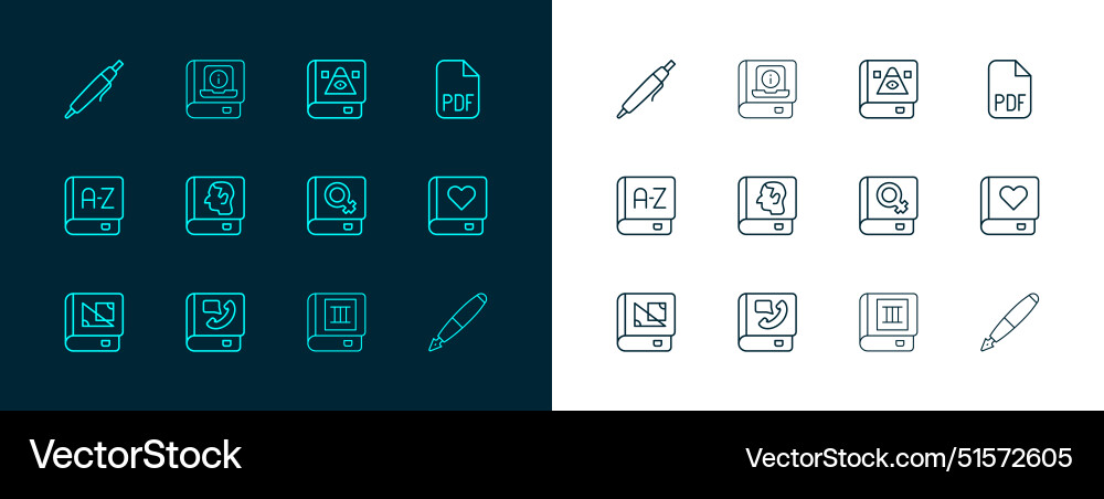 Set line pdf file document phone book about Set line pdf file document phone book about vector image