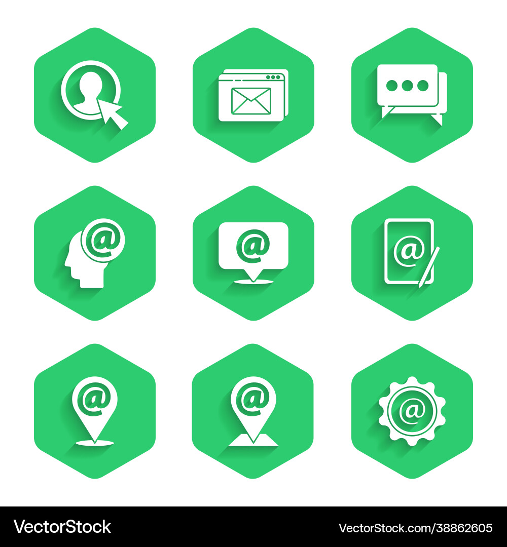 Set mail and e-mail location speech bubble chat Set mail and e-mail location speech bubble chat vector image