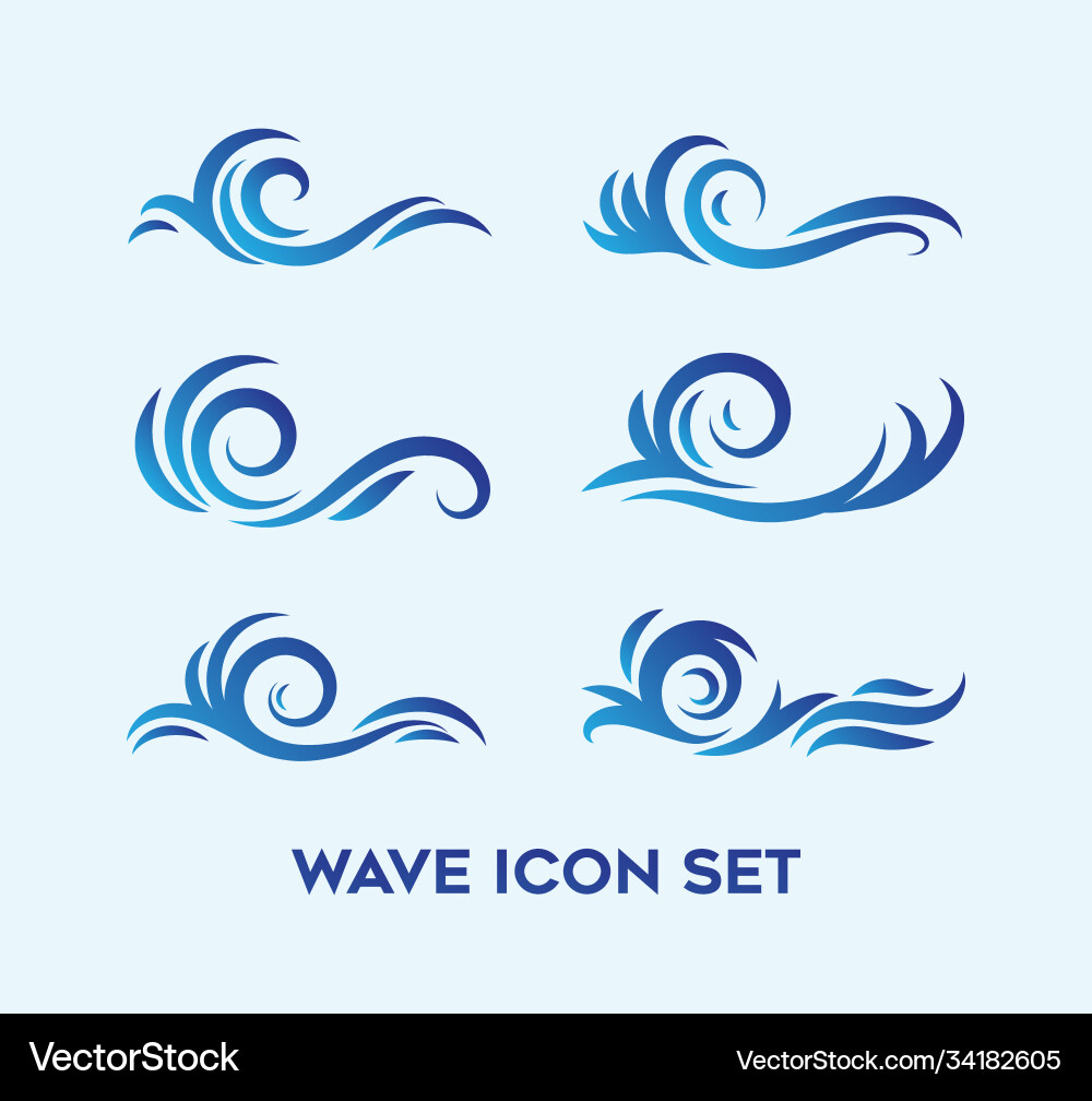 Set natural wave icon with different style vector image