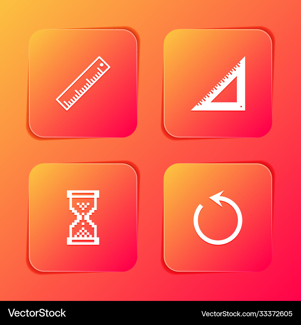 Set ruler triangular hourglass pixel Set ruler triangular hourglass pixel vector image