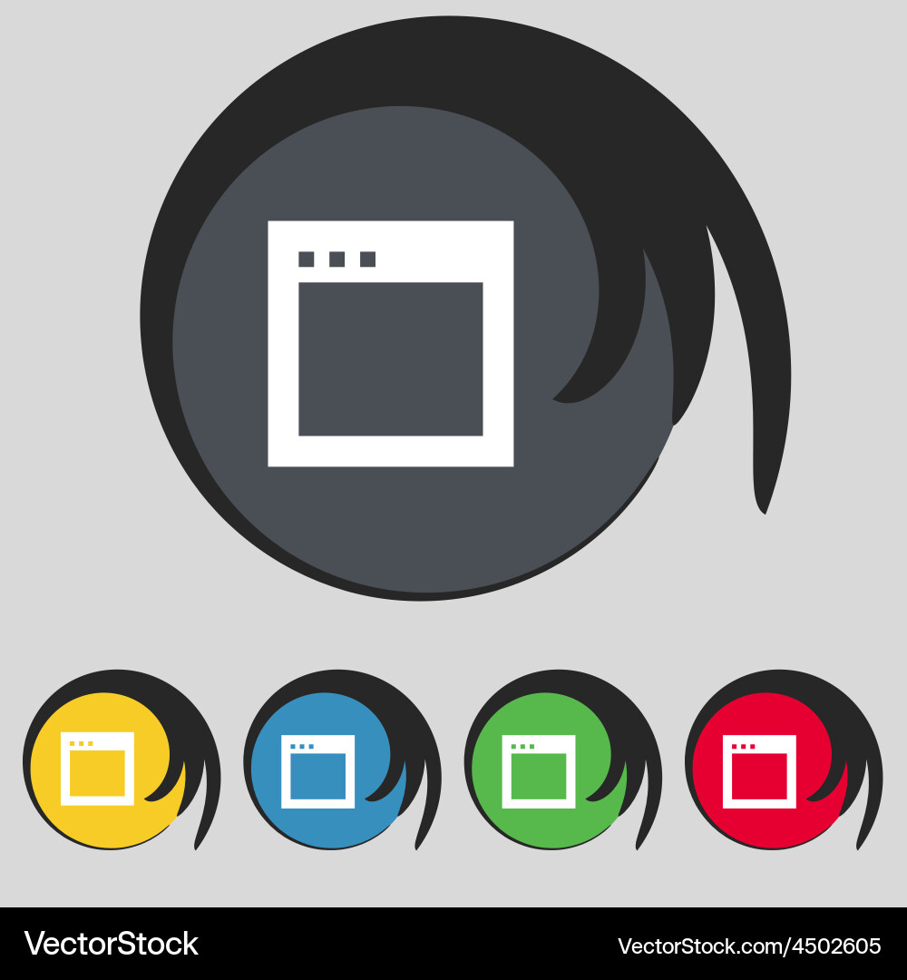 Simple browser window icon sign symbol on five vector image