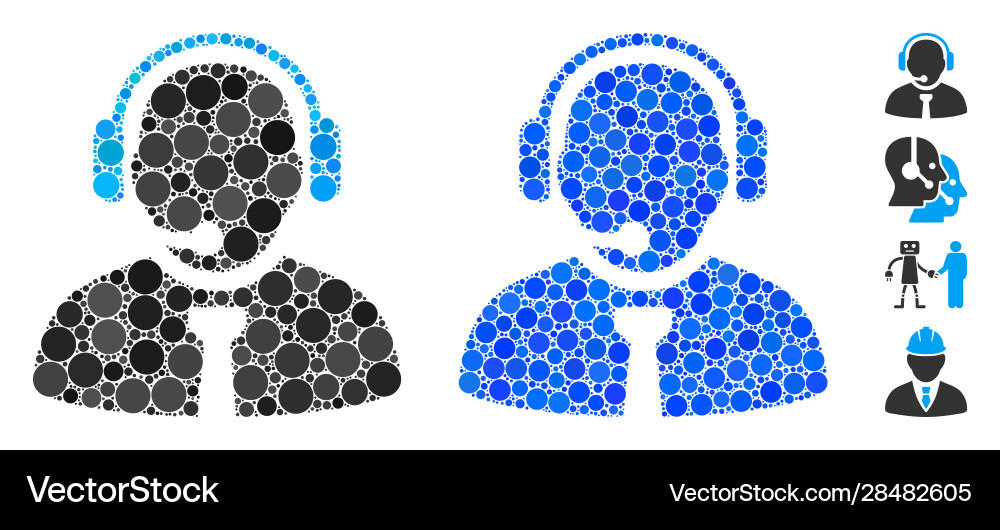 Support manager composition icon spheric items Support manager composition icon spheric items vector image