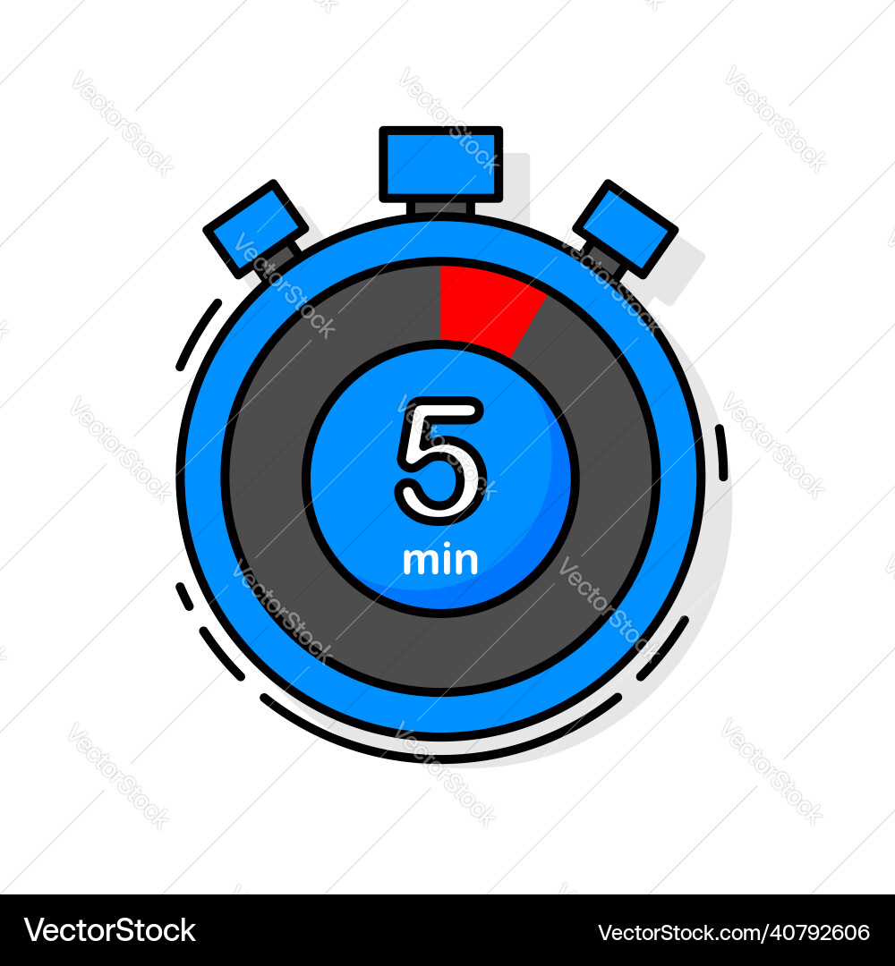 5 minutes left timer clock stopwatch isolated 5 minutes left timer clock stopwatch isolated Vector Image