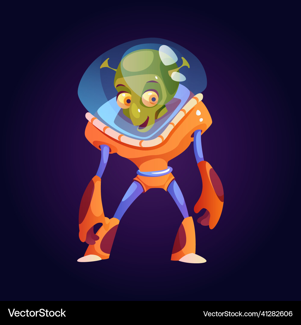 Alien wearing spacesuit and helmet outer space Alien wearing spacesuit and helmet outer space vector image