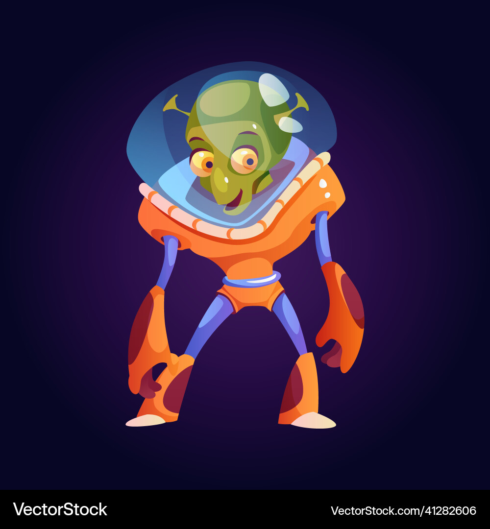 Alien wearing spacesuit and helmet outer space vector image