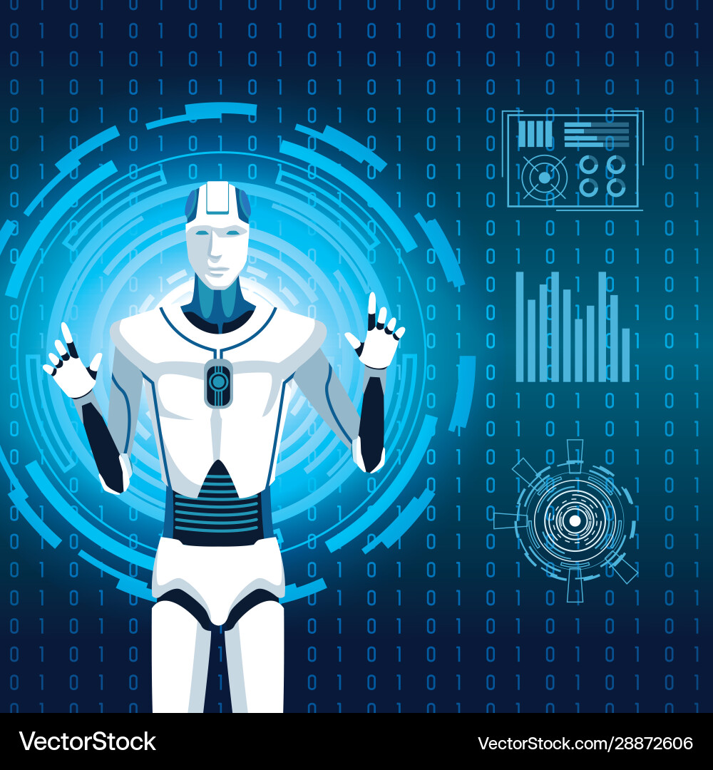 Artificial intelligence technology cyborg code Artificial intelligence technology cyborg code vector image