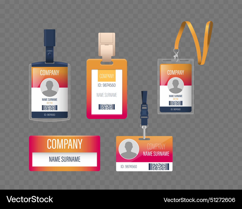 Collection of office identification badges Vector Image