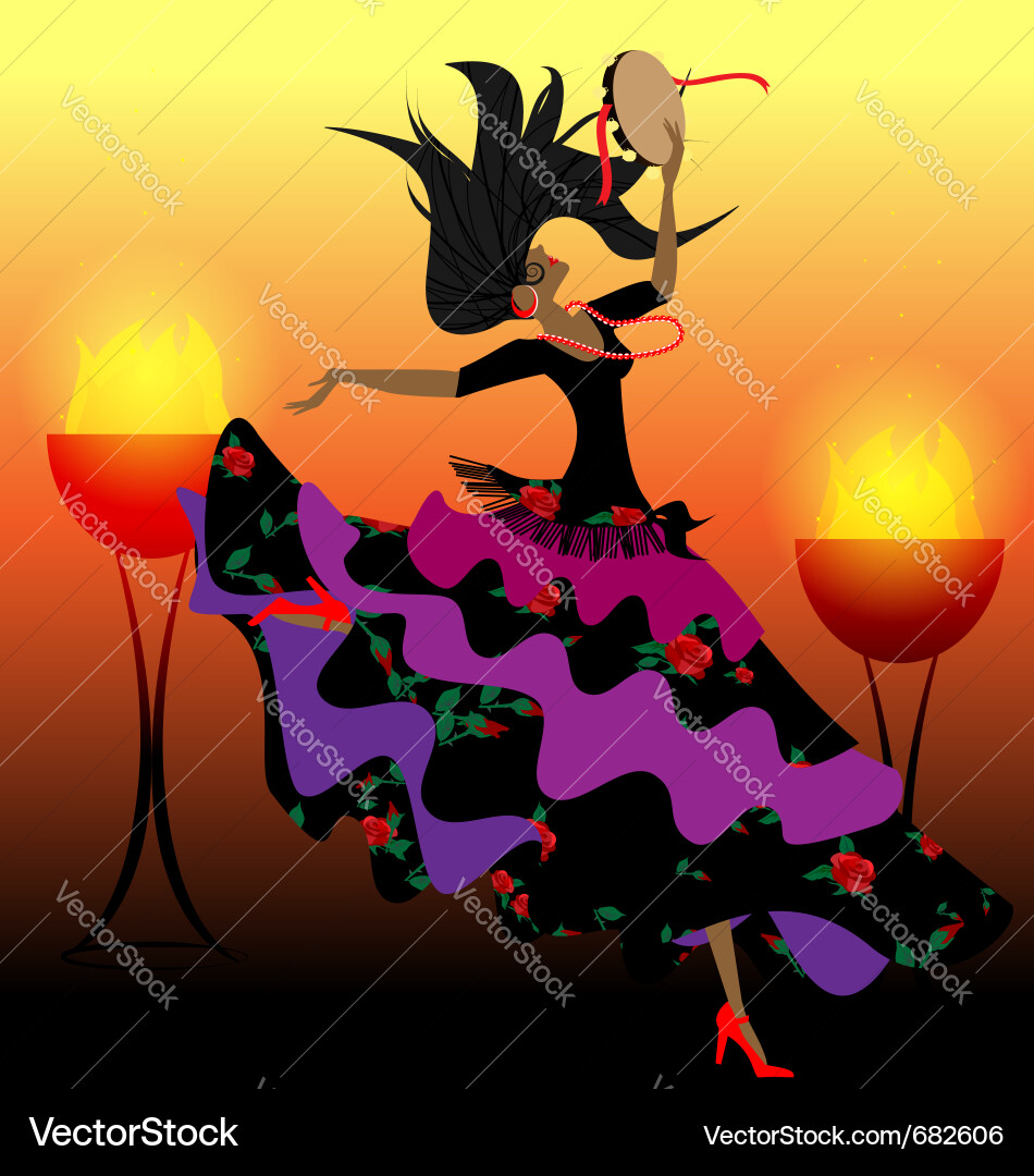 Flamenco Dancer with Tambourine vector image