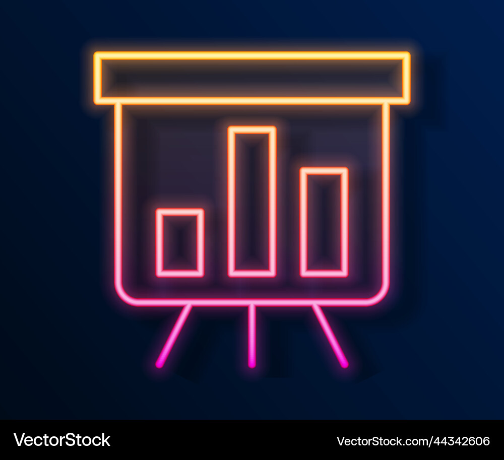 Glowing neon line board with graph chart icon Glowing neon line board with graph chart icon vector image