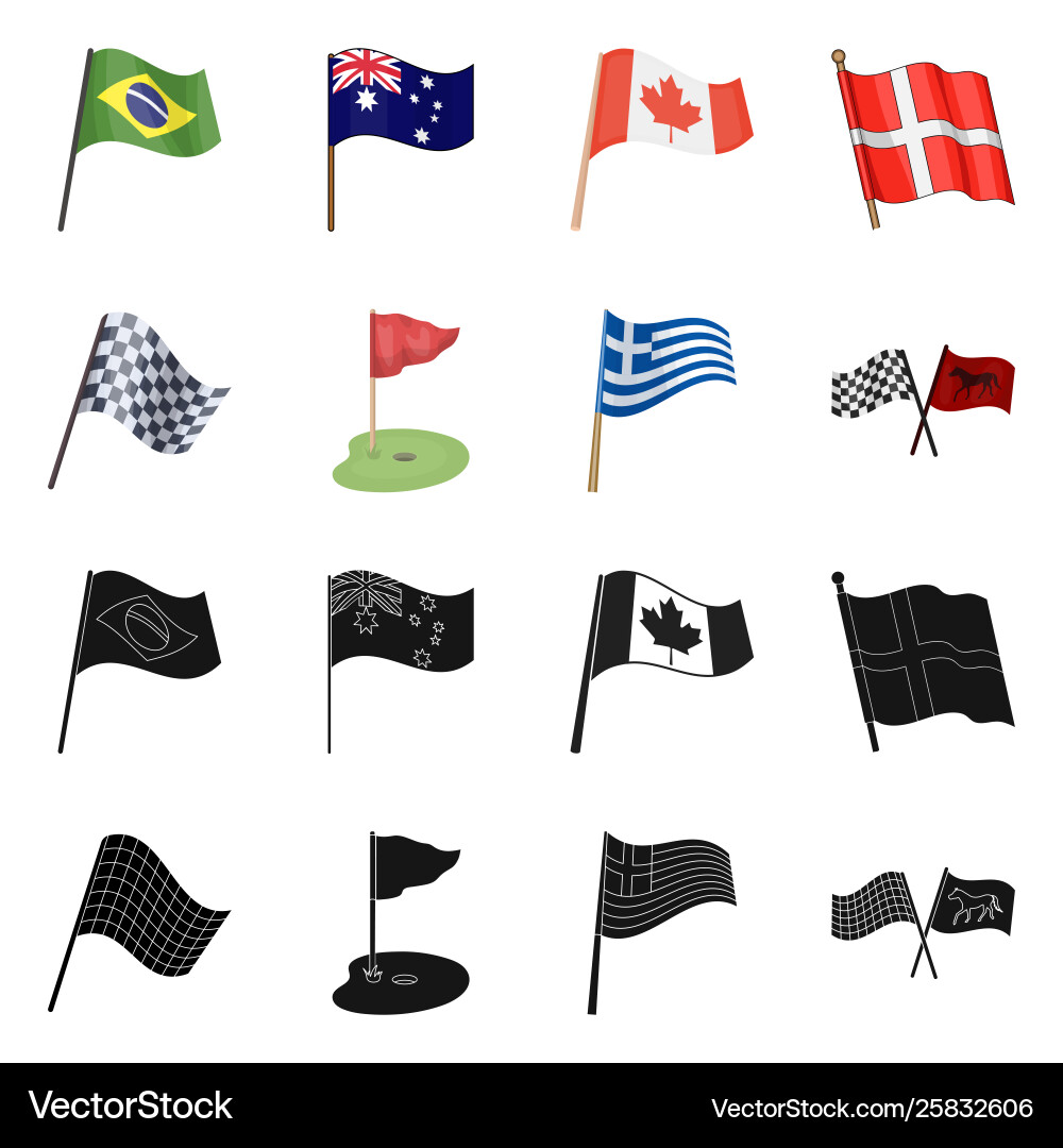Isolated object world and flag icon collection Vector Image