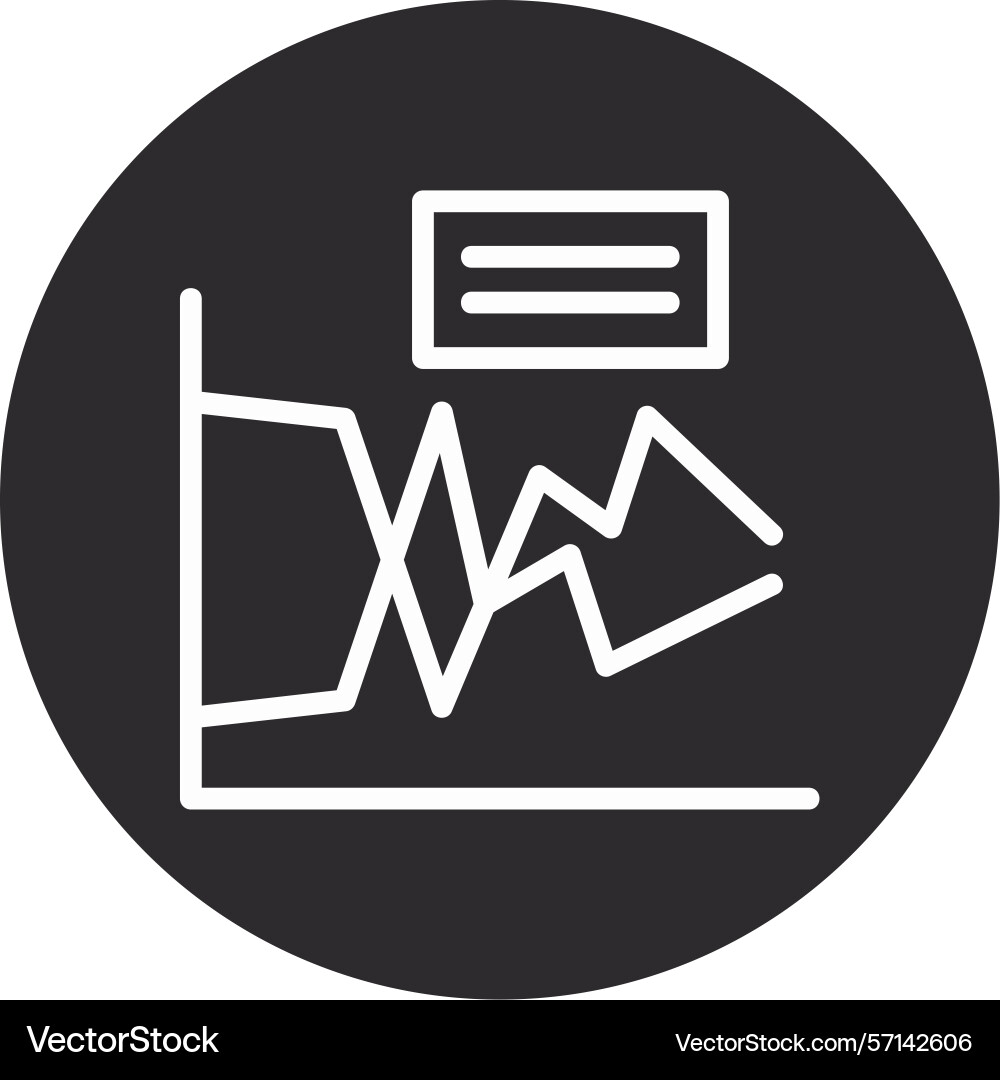 Line graph inverted circle black Vector Image