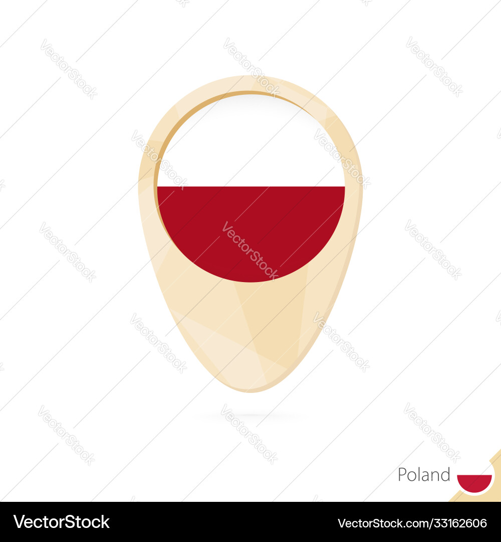 Map pointer with flag poland orange abstract vector image