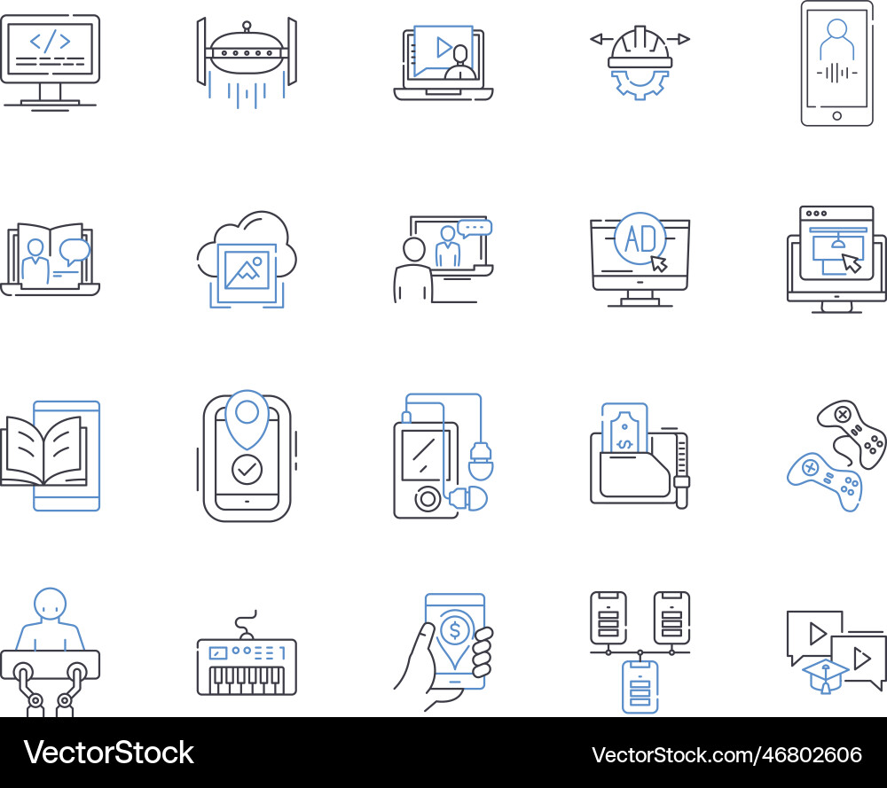 Natural language processing line icons collection Natural language processing line icons collection vector image