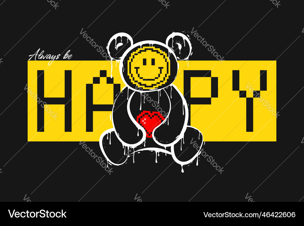 Pixel Melted Bear with Heart Vector Image