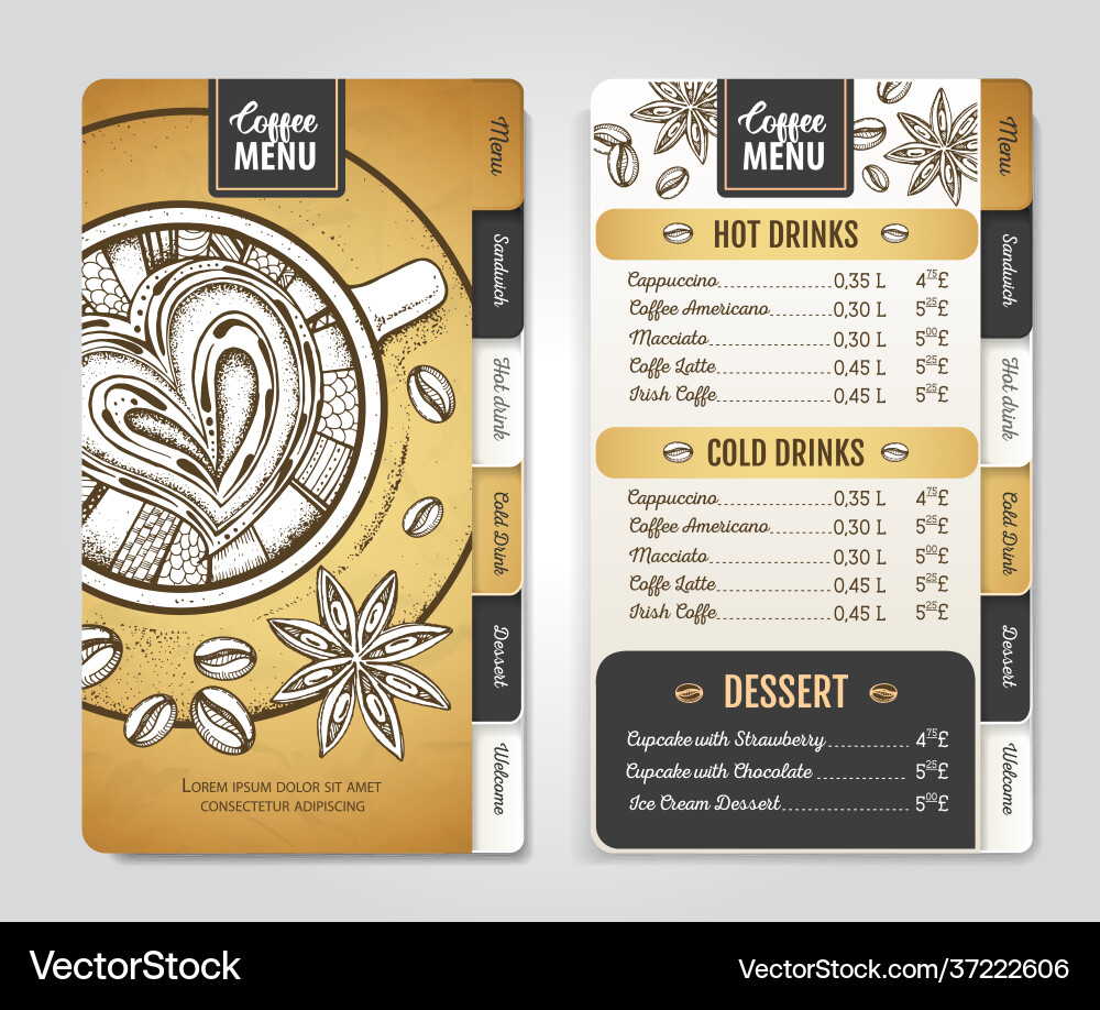 Restaurant Kaffee Menü Design dekorative Skizze Restaurant Kaffee Menü Design dekorative Skizze vektorbild