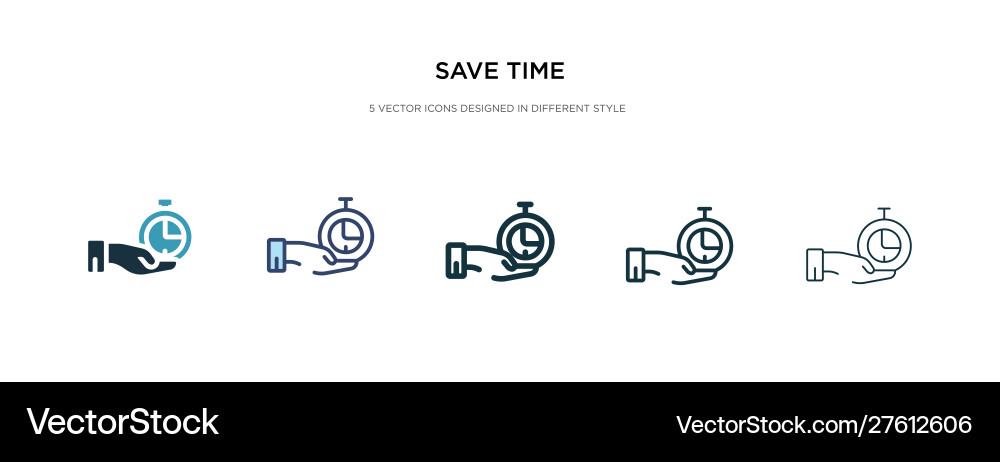 Save time icon in different style two colored Save time icon in different style two colored vector image