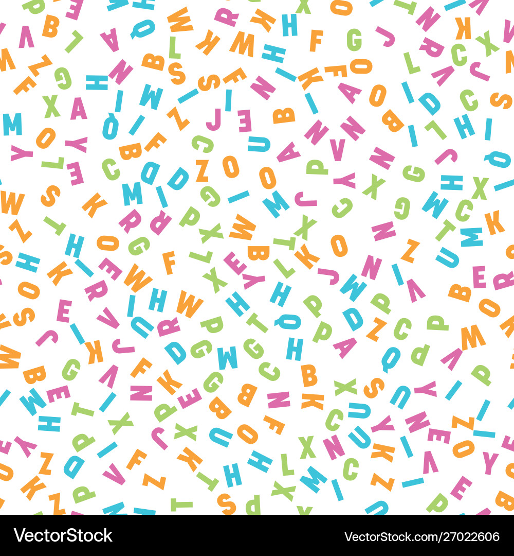 Seamless pattern colorful letters random order Seamless pattern colorful letters random order vector image