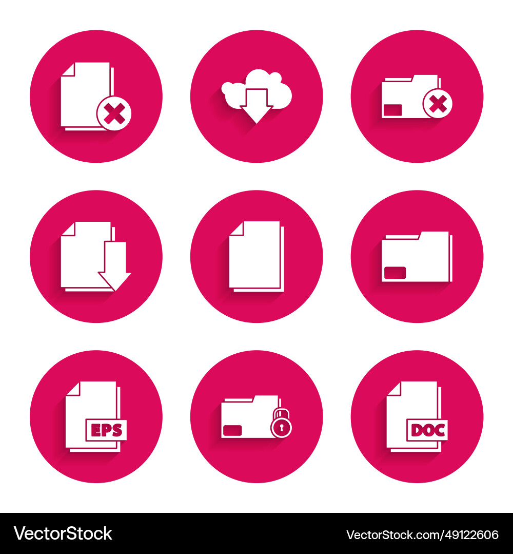 Set document folder and lock doc file Set document folder and lock doc file vector image