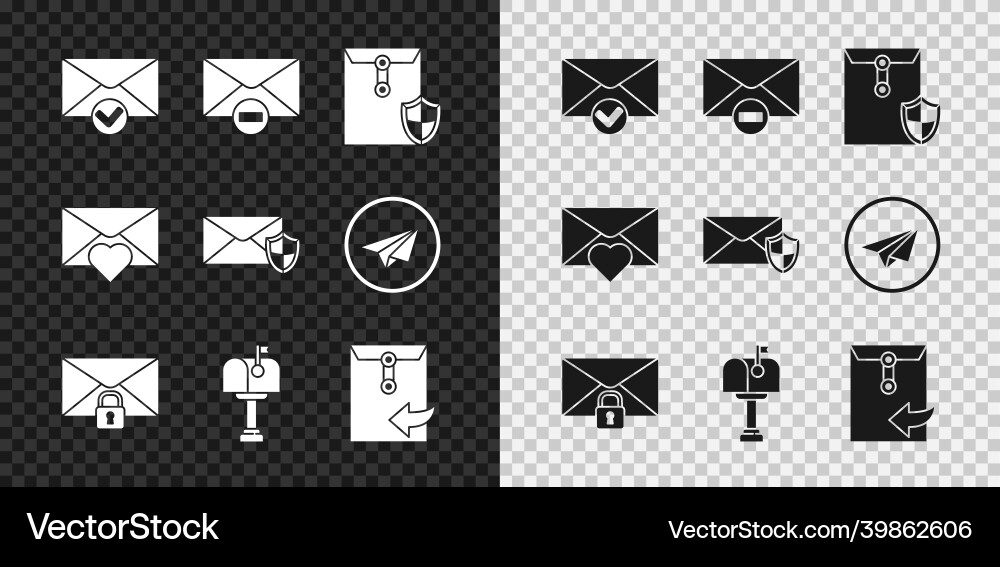 Set envelope and check mark delete Set envelope and check mark delete vector image