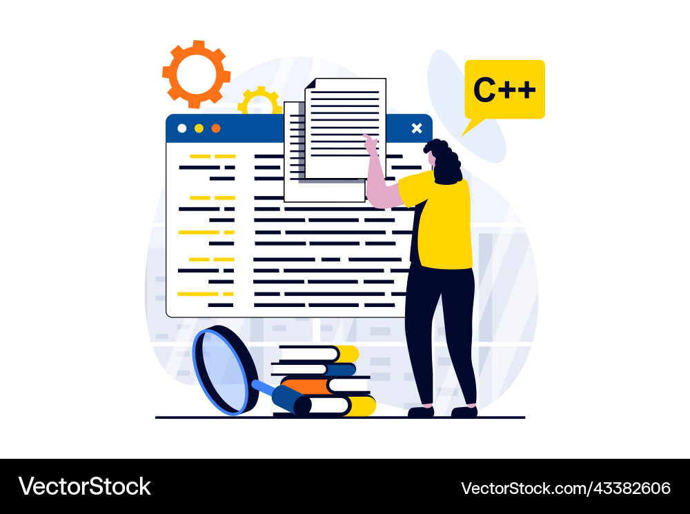 Software development concept with people scene Software development concept with people scene vector image