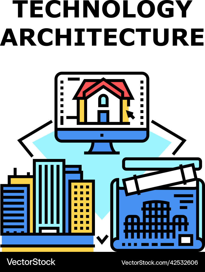Technology architecture color Technology architecture color Vector Image