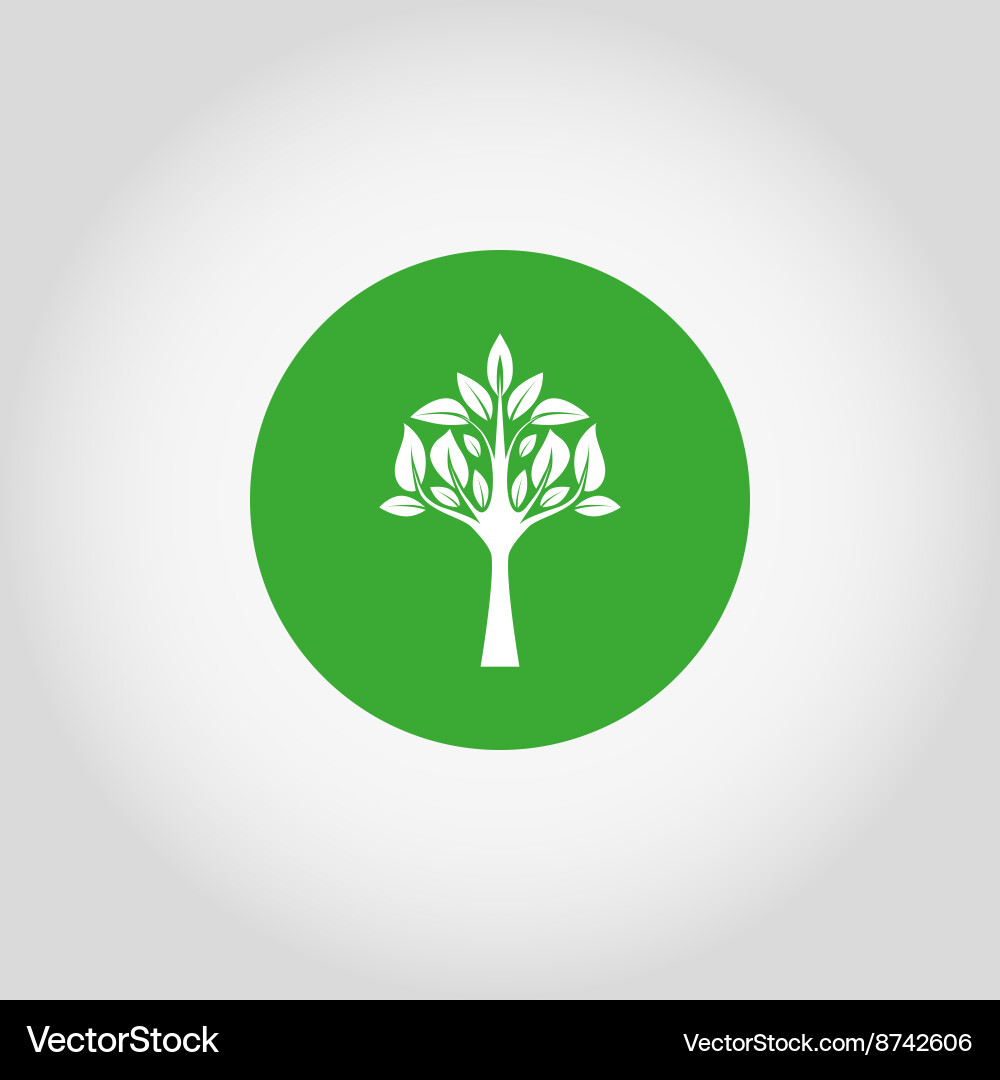 Tree on a green button vector image