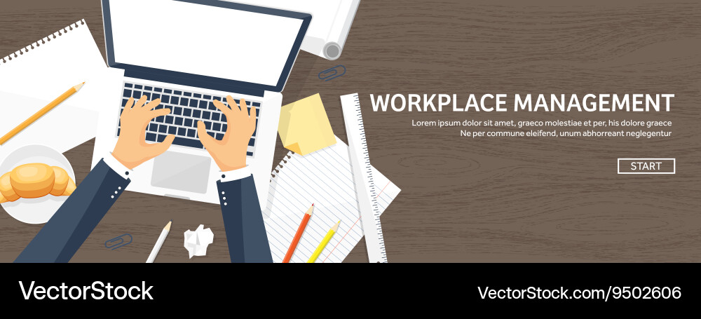 Workplace with table and computer vector image