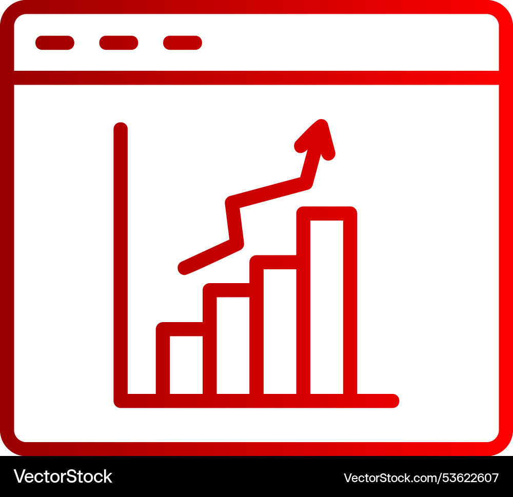 Bar chart line gradient icon vector image