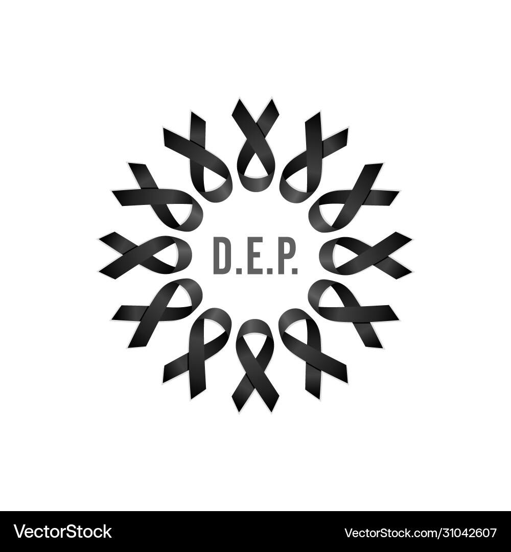 Black ribbon rest in peace wreath with spanish Vector Image
