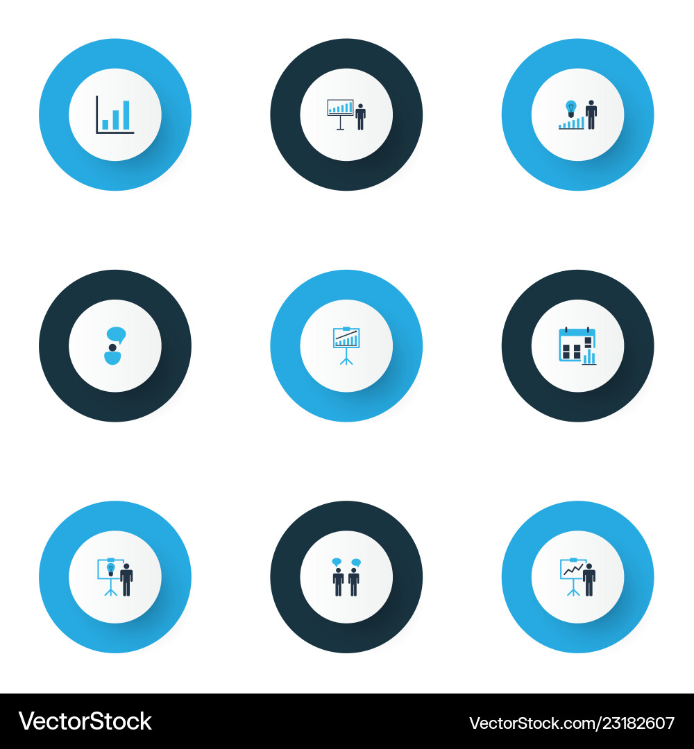 Board icons colored set with project statistics Board icons colored set with project statistics vector image