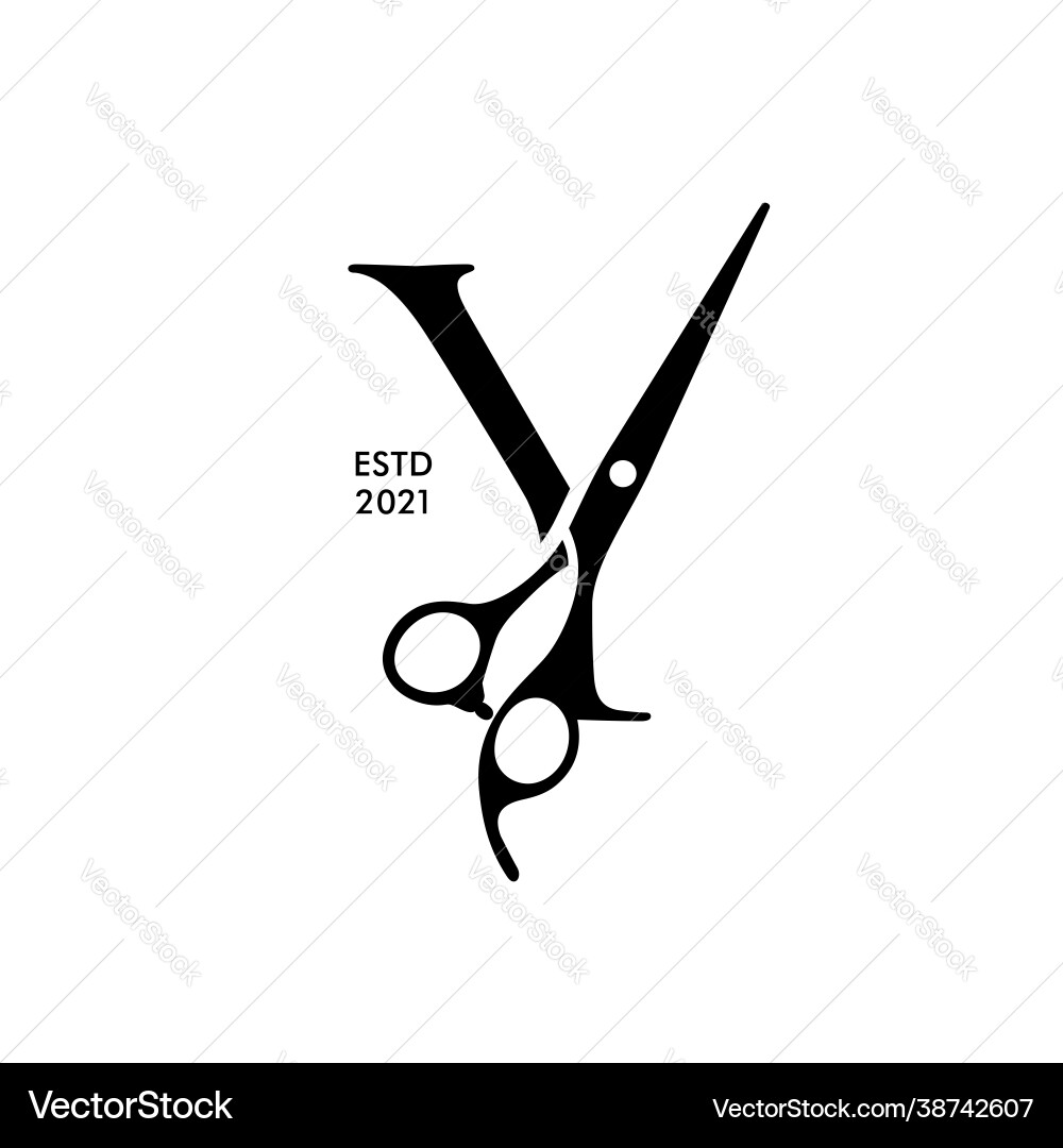 Elegant initial y scissors Elegant initial y scissors Vector Image