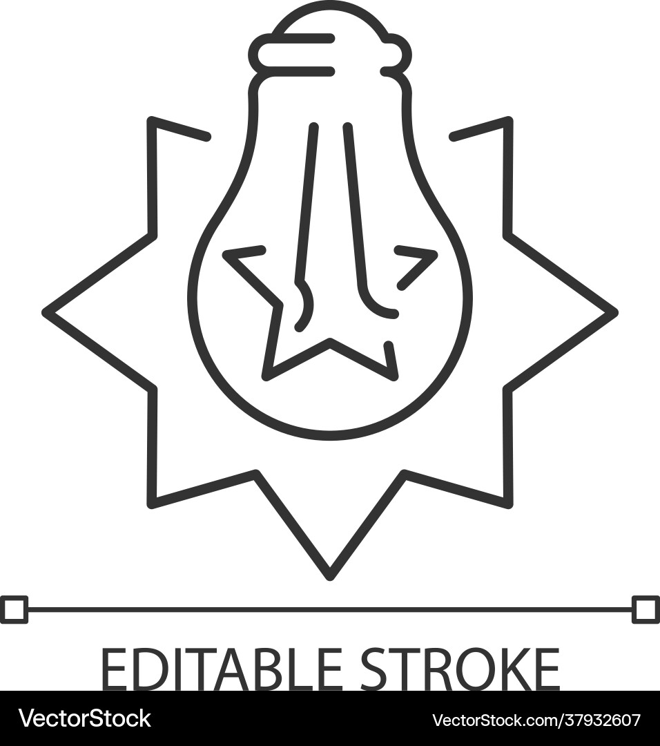 Exploding light bulb linear icon Exploding light bulb linear icon Vector Image