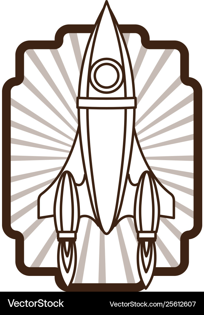 Frame with rocket taking off icon Vector Image
