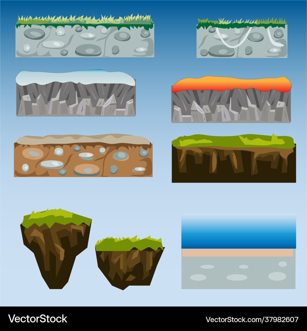 Game floating platform and tile Vector Image